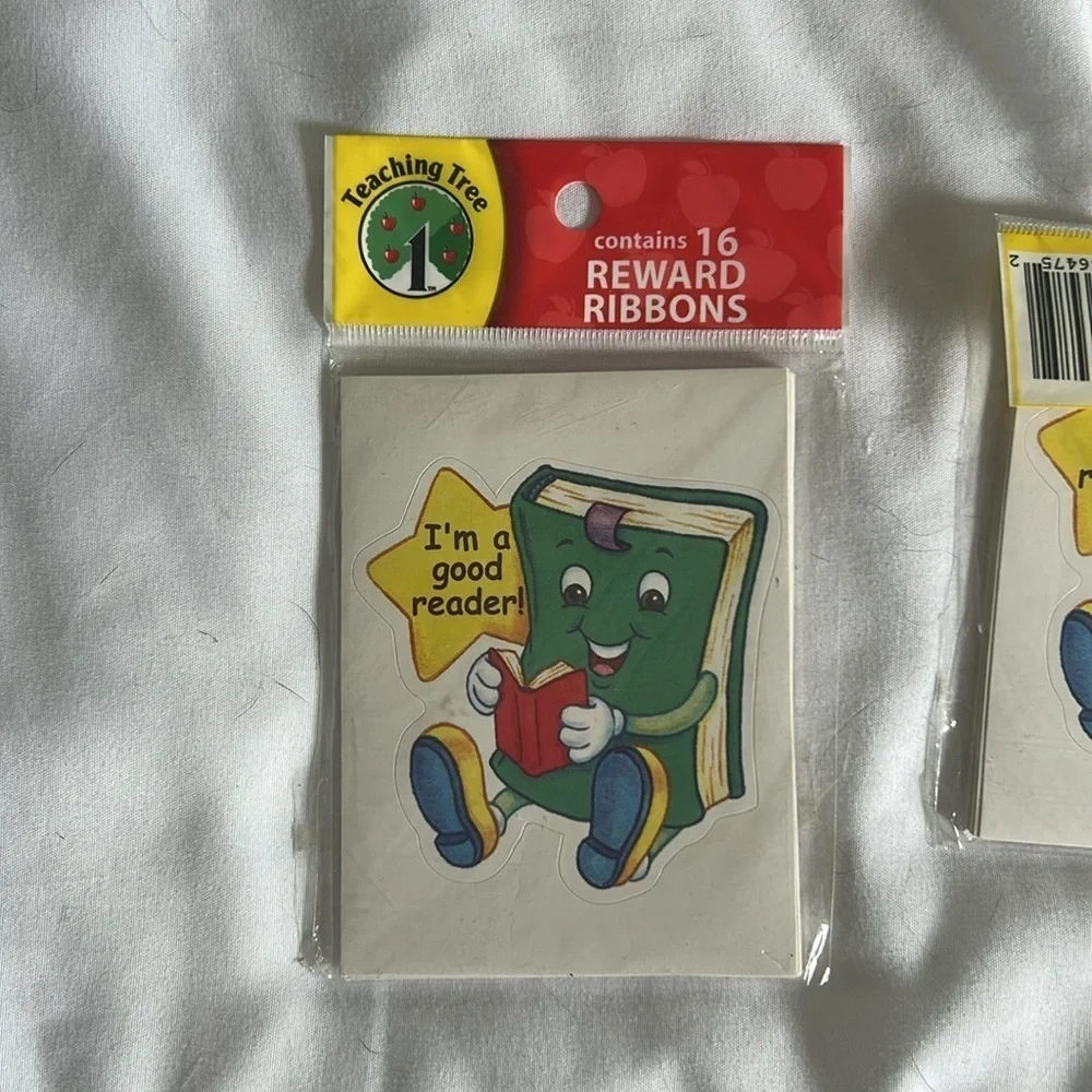 Teacher reward ribbons,  decorations, school bus, mini notepad set of five